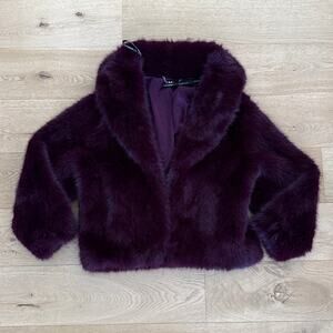 Marciano by Guess Faux Fur Coat Audrey Size M Eggplant Purple